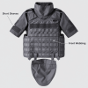 Gray Tactical Style Short Sleeve Vest Shirt with Front Webbing and Raised Collar for Outdoor Training