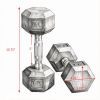 Hex Rubber Dumbbell Set No-Roll Hexagonal End Construction for Strength Training