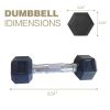 5LB 1-Pair(2pieces)HDRS Rubber Coated Solid Cast Iron Dumbbell with Contoured Chrome Handle, Hexagon Head[Support for self-pickup face sheet