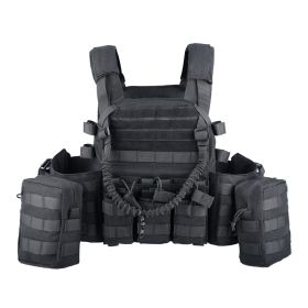Adjustable Tactical Weighted Vest with Weight Pockets, Training Workout Vest with Modular Webbing (Color: Black)