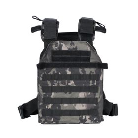 Tactical Weighted Vest for Men and Women, Quick-Release Adjustable Weight Vest with MOLLE Webbing for Strength Training, Running (Color: BLACK Camo)