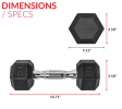 5lb 8lb 10lb 12lb 15lb Coated Rubber Hex Dumbbell, Pair of 2