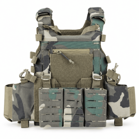 Modular Training Vest for Men, Adjustable Outdoor Utility Vest with MOLLE Webbing, Multiple Storage Pouches and Zippered Pocket for Hiking and Fitness (Color: Woodland)
