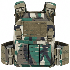 Tactical Training Vest with MOLLE, Adjustable Fitness Plate Carrier (Color: Woodland)