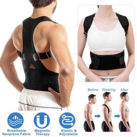 Unisex Posture Corrector Support Magnetic Lumbar Back Posture Support Belt Adjustable Upper Back Braces Clavicle Shoulder Brace Belt Pain Relief Thera (size: S)