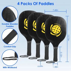 Portable Pickleball Net Set 22ft Regulation Size Net Pickle Ball Net System with 4 Pickleballs 4 Paddles Carrying Bag for Driveway Backyard (Option: BLACK)